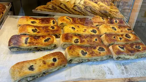 Filled pastries on a tray